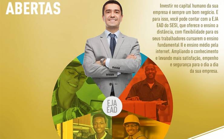 SESI oferece vagas gratuitas de ensino fundamental e médio